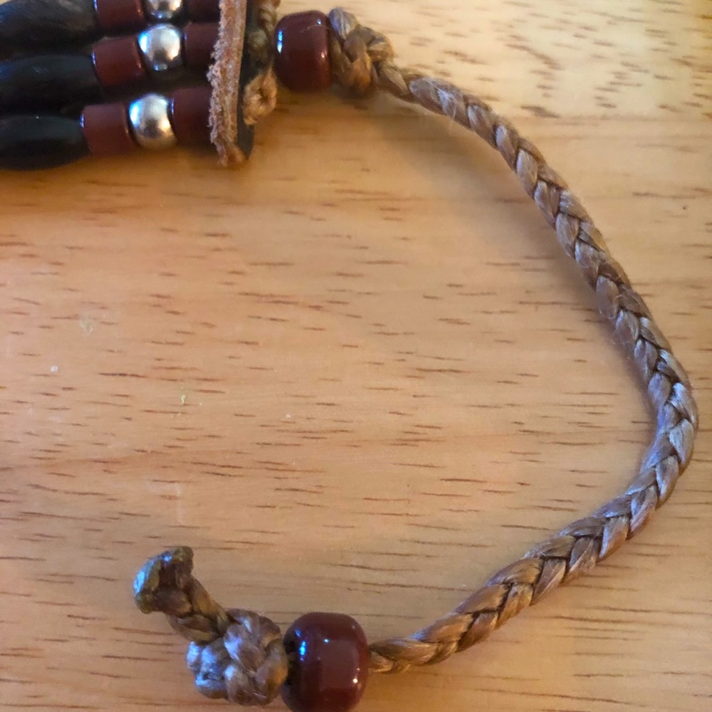 Hand crafted unisex leather and bead bracelet Vintage - Picture 3 of 5